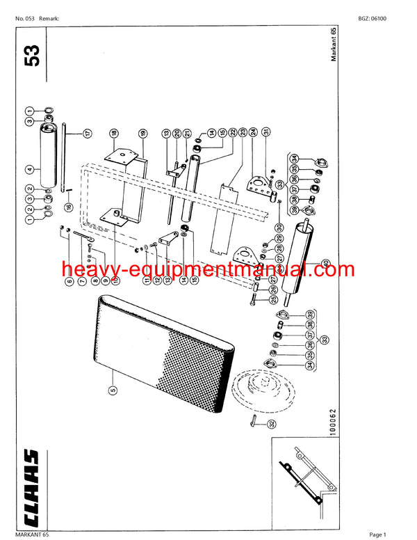 CLAAS MARKANT 65 BALER PARTS CATALOG MANUAL SN 04100002-04199999