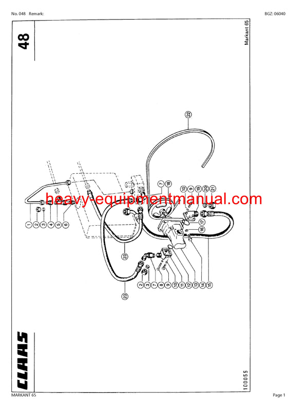 CLAAS MARKANT 65 BALER PARTS CATALOG MANUAL SN 04100002-04199999