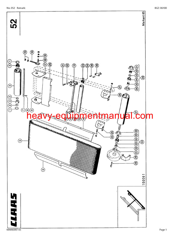 CLAAS MARKANT 65 BALER PARTS CATALOG MANUAL SN 04100002-04199999