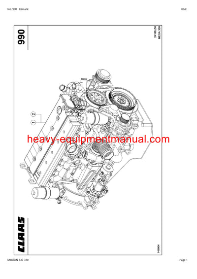 PDF Claas 330 - 310 Medion Combine Parts Manual