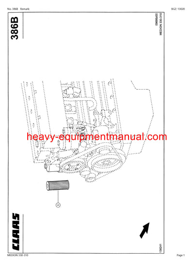 CLAAS MEDION 330-310 COMBINE PARTS CATALOG MANUAL