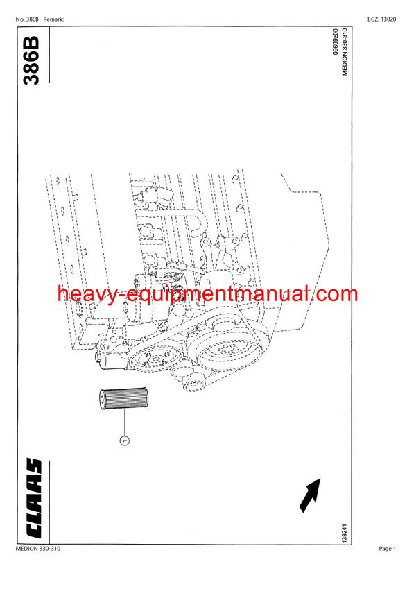 CLAAS MEDION 330-310 COMBINE PARTS CATALOG MANUAL