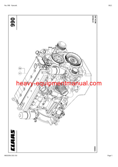 CLAAS MEDION 330-310 COMBINE PARTS CATALOG MANUAL