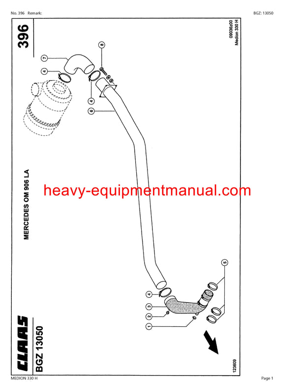 CLAAS MEDION 330H COMBINE PARTS CATALOG MANUAL