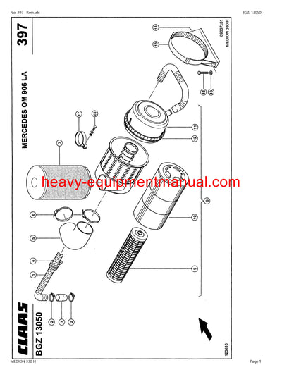 CLAAS MEDION 330H COMBINE PARTS CATALOG MANUAL
