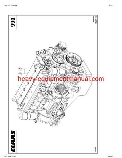 CLAAS MEDION 330H COMBINE PARTS CATALOG MANUAL