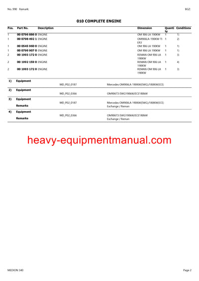 CLAAS MEDION 340 COMBINE PARTS CATALOG MANUAL