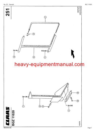 CLAAS MEDION 340 COMBINE PARTS CATALOG MANUAL