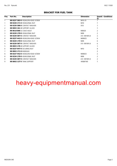 CLAAS MEDION 340 COMBINE PARTS CATALOG MANUAL