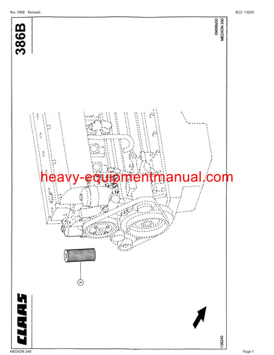 CLAAS MEDION 340 COMBINE PARTS CATALOG MANUAL