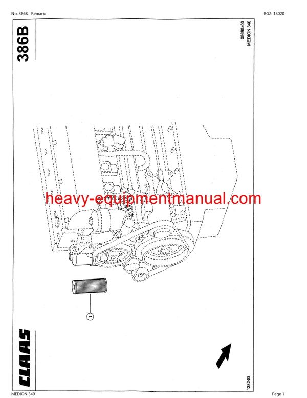 PDF Claas 340 Medion Combine Parts Manual