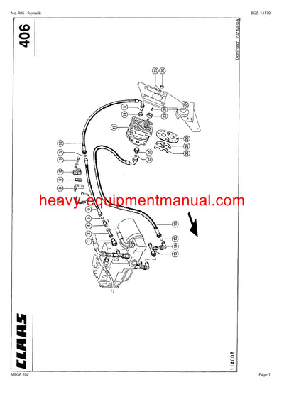 CLAAS MEGA 202 COMBINE PARTS CATALOG MANUAL (SN: 09250011-09299999)
