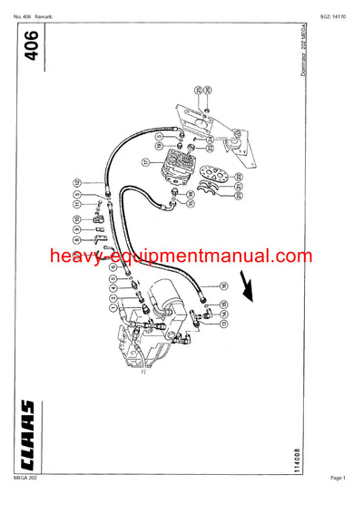 CLAAS MEGA 202 COMBINE PARTS CATALOG MANUAL (SN: 92500011-92599999)
