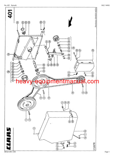 CLAAS MEGA 204/203 COMBINE PARTS CATALOG MANUAL (SN: 09350011-09399999)
