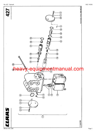 CLAAS MEGA 218/208 COMBINE PARTS CATALOG MANUAL (SN: 94500011-94599999)