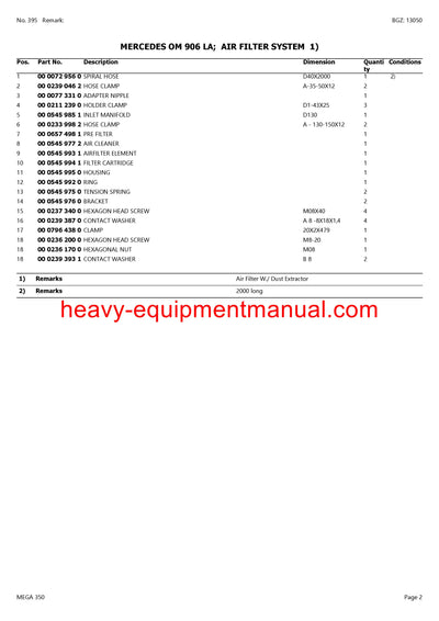CLAAS MEGA 350 COMBINE PARTS CATALOG MANUAL (SN: 83500011-83599999)