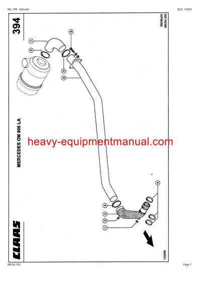 CLAAS MEGA 350 COMBINE PARTS CATALOG MANUAL (SN: 83500011-83599999)