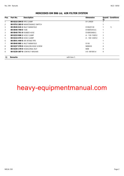 CLAAS MEGA 350 COMBINE PARTS CATALOG MANUAL (SN: 83600011-83699999)