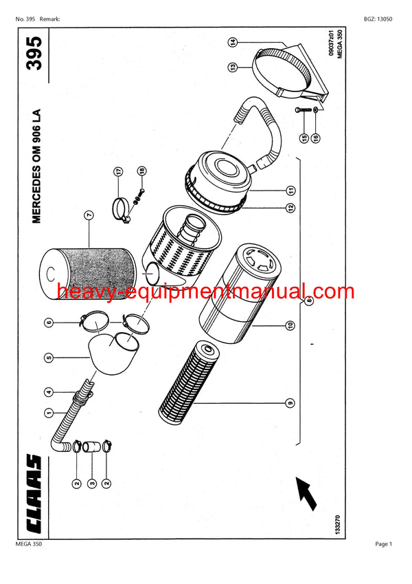 CLAAS MEGA 350 COMBINE PARTS CATALOG MANUAL (SN: 83600011-83699999)