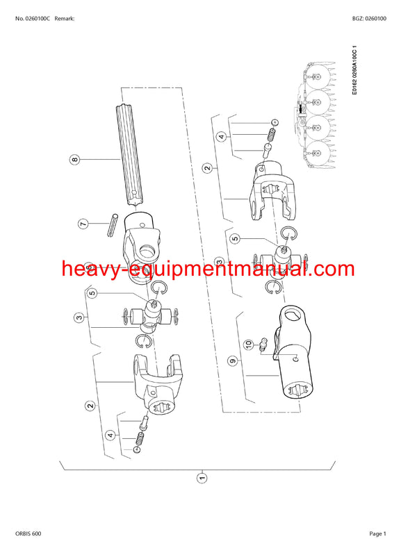 CLAAS ORBIS 600 MAIZE HEADER PARTS CATALOG MANUAL