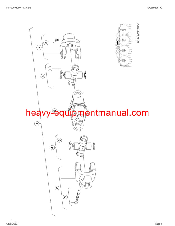 CLAAS ORBIS 600SD MAIZE HEADER PARTS CATALOG MANUAL
