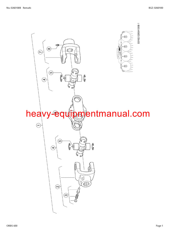 PDF Claas 600 Orbis Maize Header Parts Manual