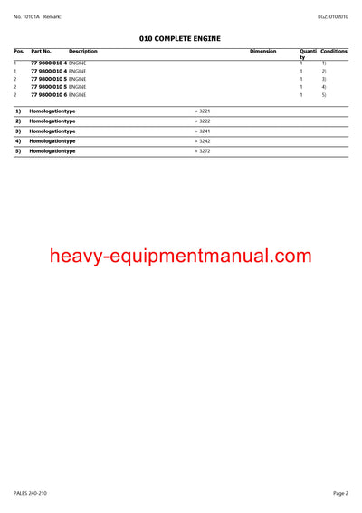 CLAAS PALES 240-210 TRACTOR PARTS CATALOG MANUAL SN CT21D3000 - CT21D5999