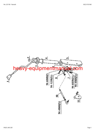CLAAS PALES 240-220 TRACTOR PARTS CATALOG MANUAL SN A1500100 - A1599999