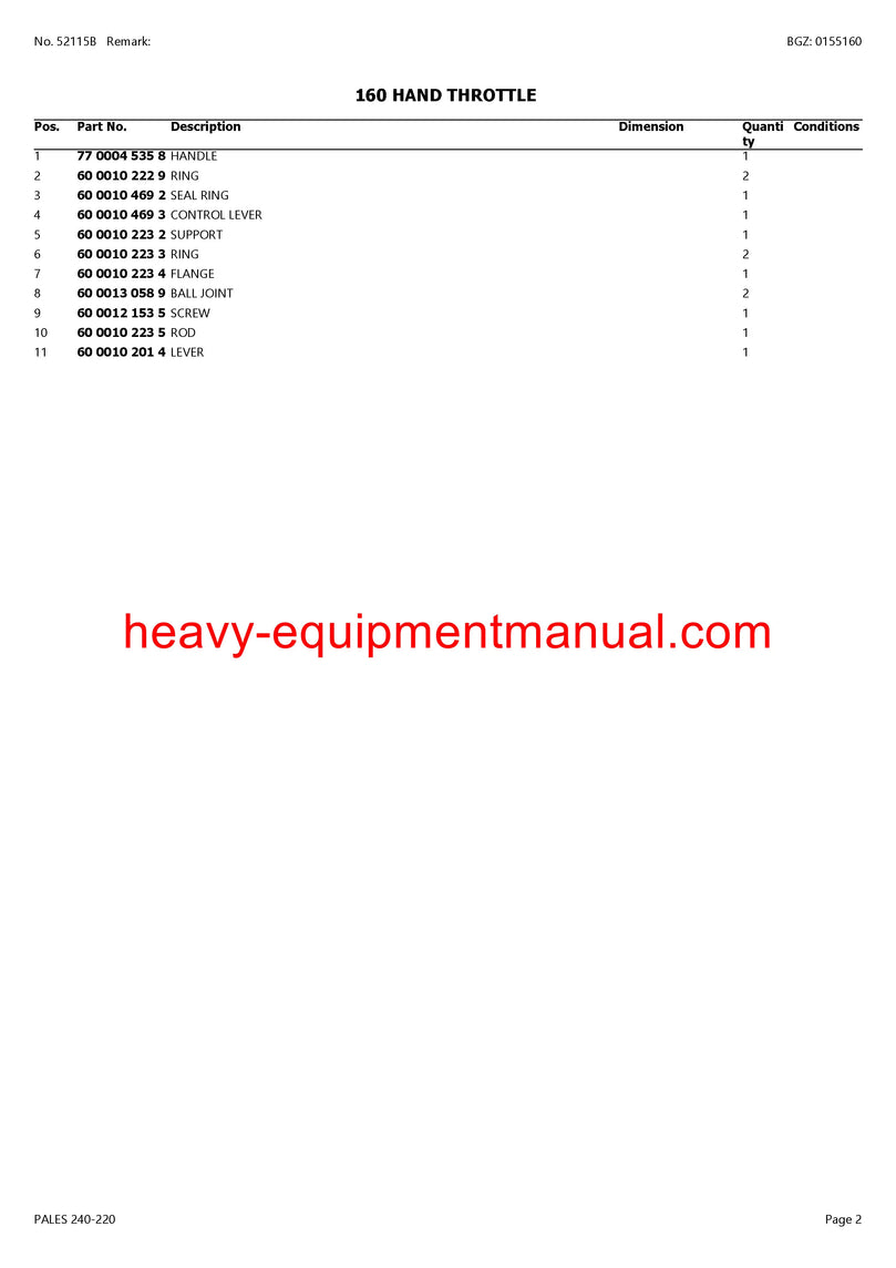 CLAAS PALES 240-220 TRACTOR PARTS CATALOG MANUAL SN CT22D6000 - CT22D9999