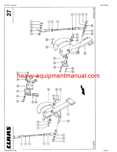 CLAAS QUADRANT 1100 BALER PARTS CATALOG MANUAL SN 04400001 - 04400724