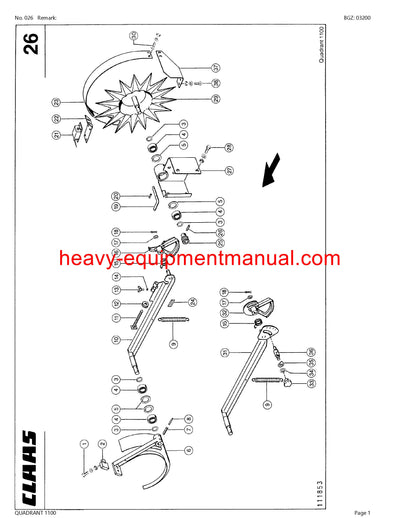 CLAAS QUADRANT 1100 BALER PARTS CATALOG MANUAL SN 04400001 - 04400724