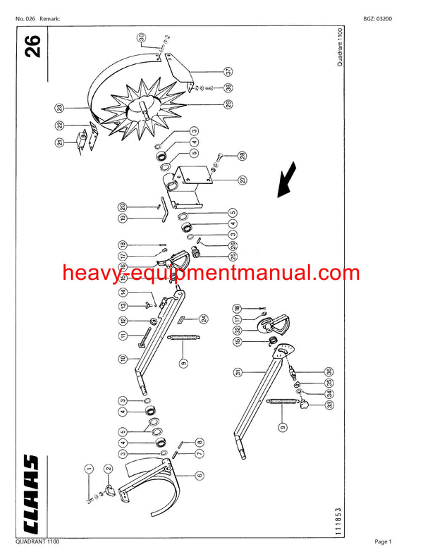 CLAAS QUADRANT 1100 BALER PARTS CATALOG MANUAL SN 04400001 - 04400724