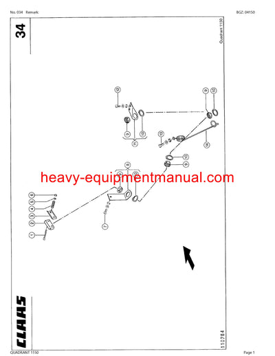 CLAAS QUADRANT 1150 BALER PARTS CATALOG MANUAL SN 04400275 - 04499999