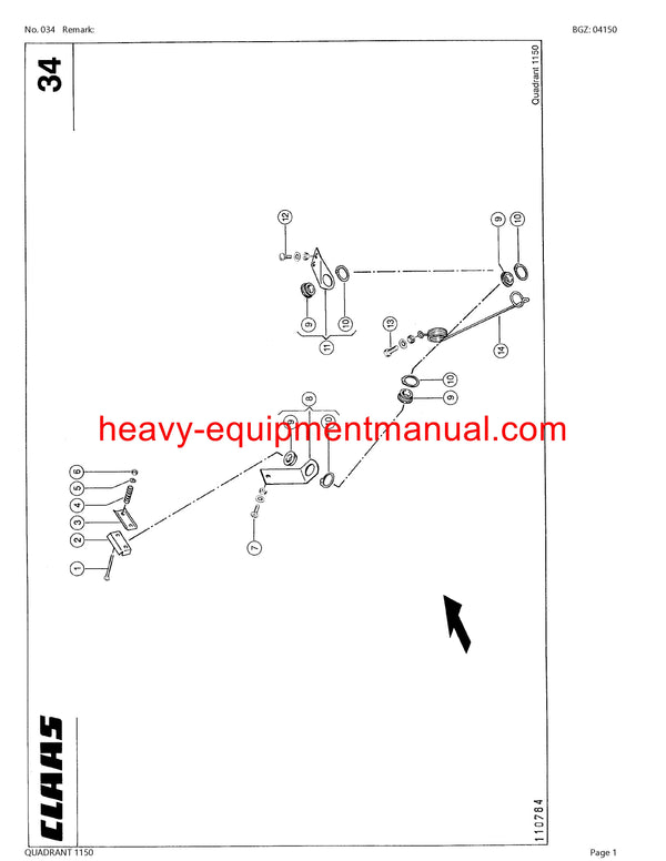 CLAAS QUADRANT 1150 BALER PARTS CATALOG MANUAL SN 73700011-73700745
