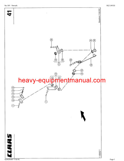 CLAAS QUADRANT 1150 RC BALER PARTS CATALOG MANUAL SN 04500011 - 04599999