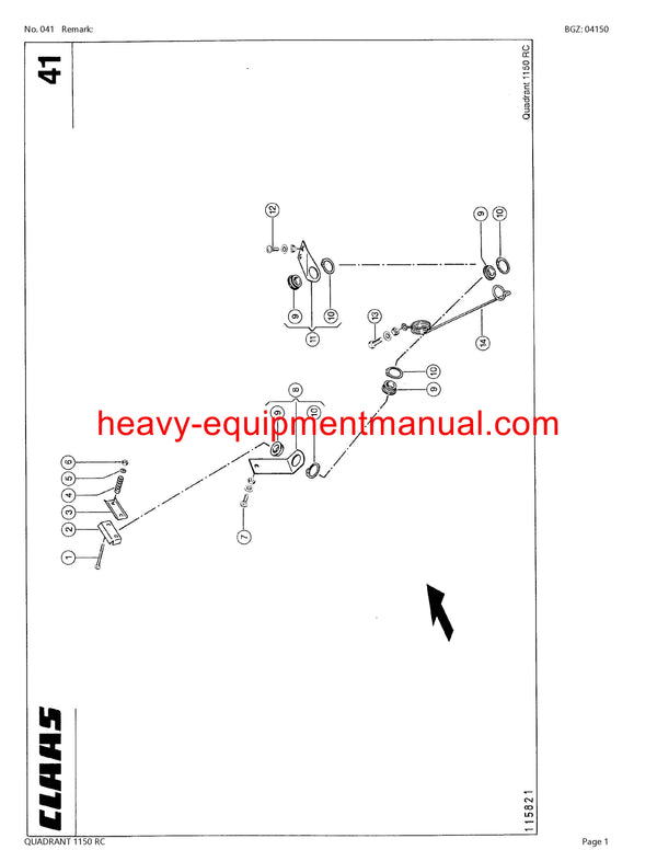 CLAAS QUADRANT 1150 RC BALER PARTS CATALOG MANUAL SN 04500011 - 04599999