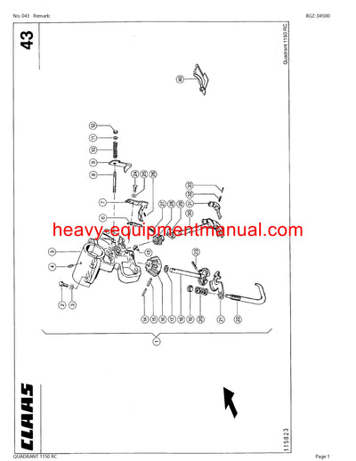 CLAAS QUADRANT 1150 RC BALER PARTS CATALOG MANUAL SN 04500011 - 04599999