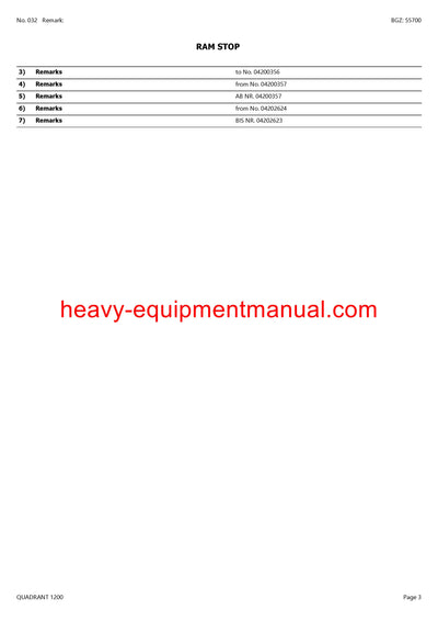 CLAAS QUADRANT 1200 BALER PARTS CATALOG MANUAL SN 04200011-04299999