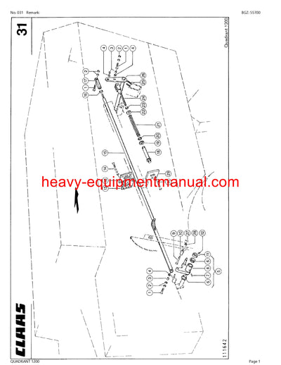 CLAAS QUADRANT 1200 BALER PARTS CATALOG MANUAL SN 04200011-04299999