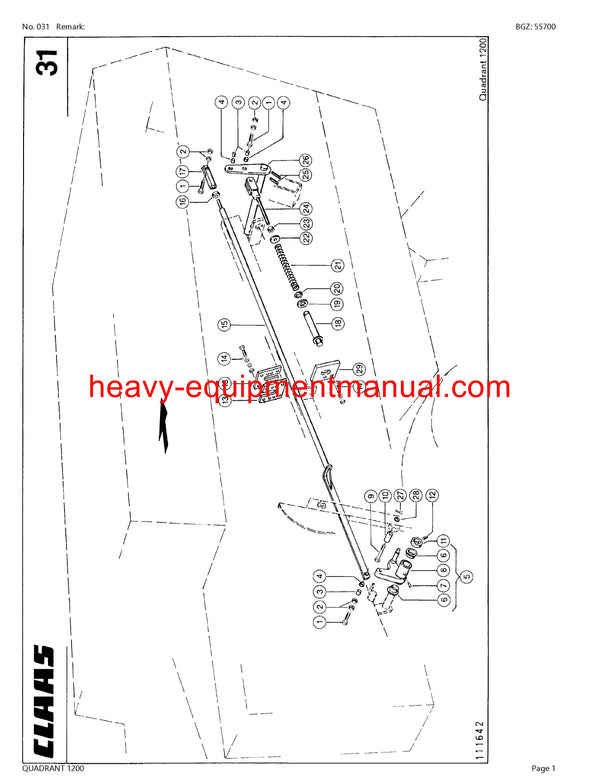 CLAAS QUADRANT 1200 BALER PARTS CATALOG MANUAL SN 04200011-04299999