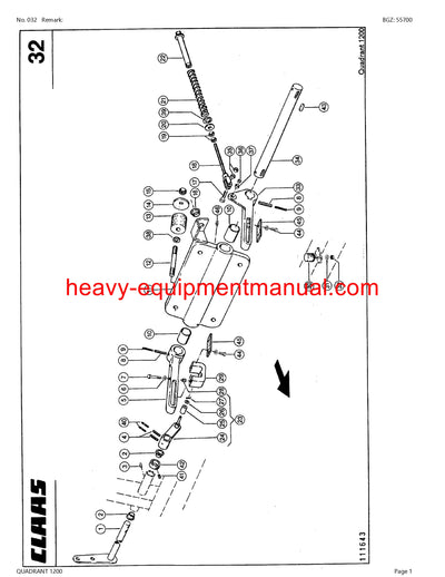 CLAAS QUADRANT 1200 BALER PARTS CATALOG MANUAL SN 04200011-04299999