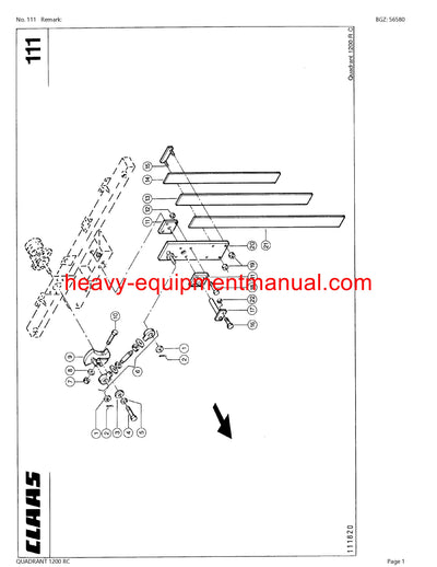 CLAAS QUADRANT 1200 RC BALER PARTS CATALOG MANUAL SN 04000011 - 04099999