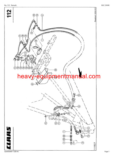 CLAAS QUADRANT 1200 RC BALER PARTS CATALOG MANUAL SN 04000011 - 04099999