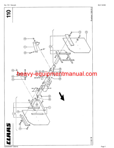 CLAAS QUADRANT 1200 RC BALER PARTS CATALOG MANUAL SN 04000011 - 04099999