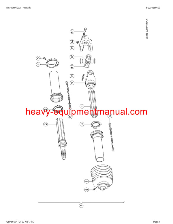 CLAAS QUADRANT 2100 RF/RC BALER PARTS CATALOG MANUAL SN 74100011 - 74199999