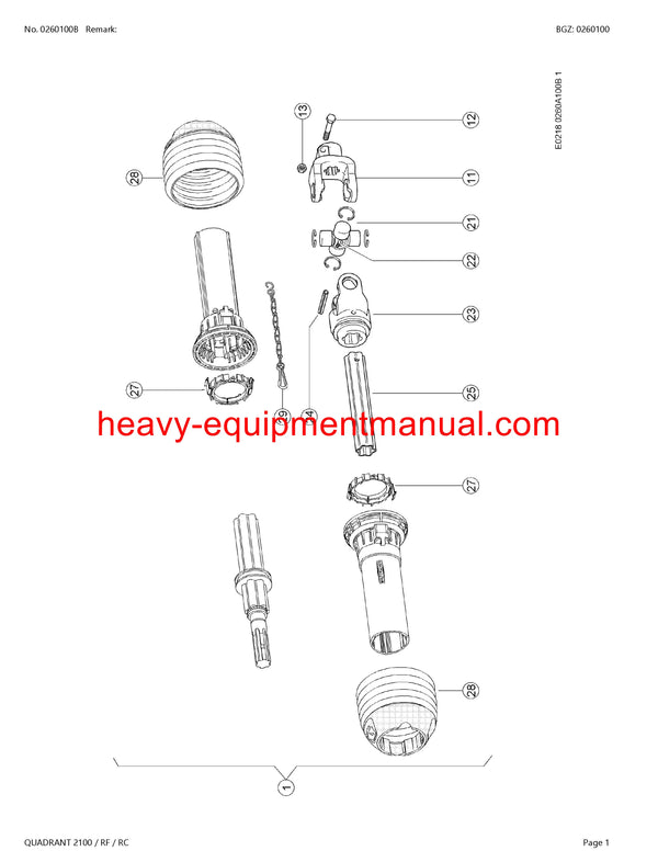 CLAAS QUADRANT 2100 RF/RC BALER PARTS CATALOG MANUAL SN 74100011 - 74199999