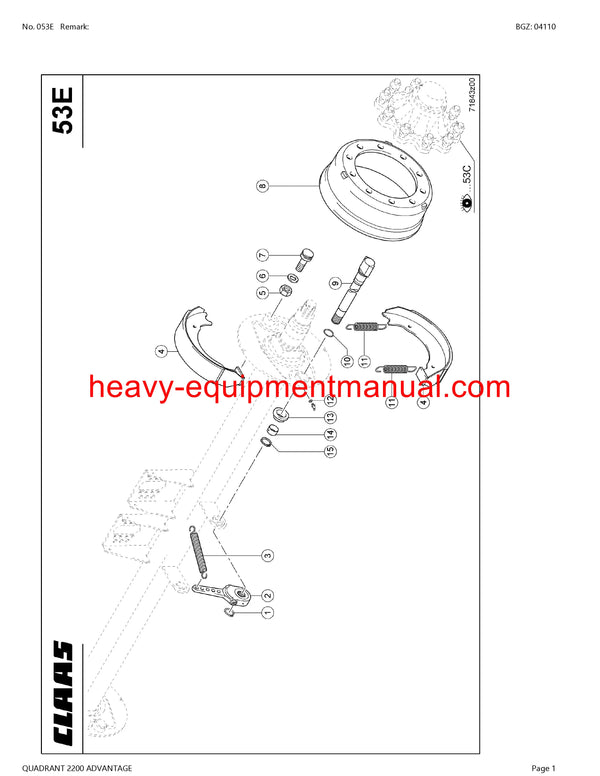 CLAAS QUADRANT 2200 ADVANTAGE BALERS PARTS CATALOG MANUAL SN 75600011-75699999
