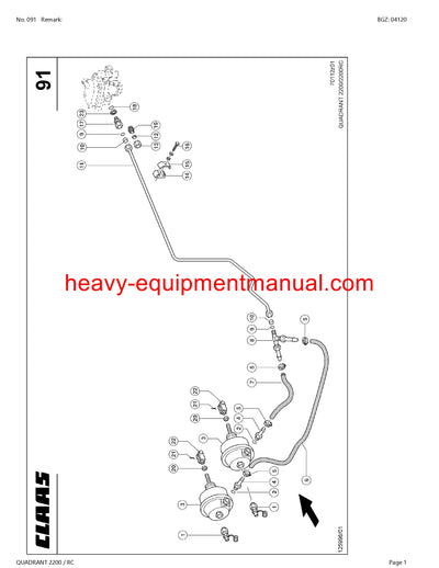 CLAAS QUADRANT 2200 RC BALER PARTS MANUAL SN 73500011-73599999