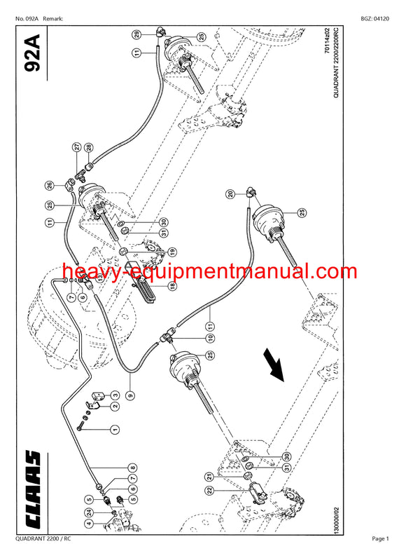 CLAAS QUADRANT 2200 RC BALER PARTS MANUAL SN 73500011-73599999