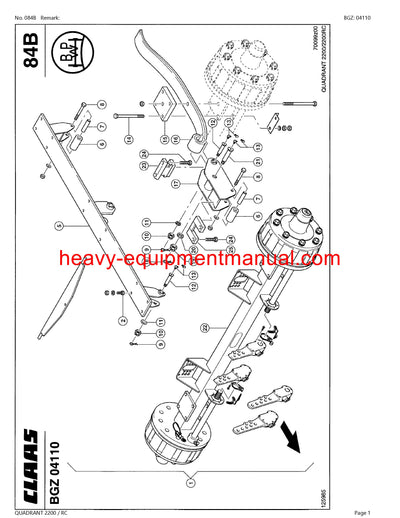 CLAAS QUADRANT 2200 RC BALER PARTS MANUAL SN 73500011-73599999